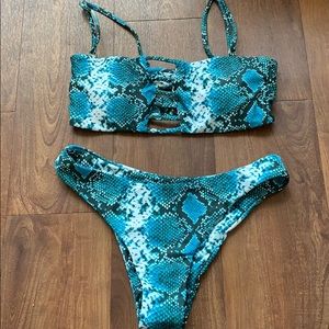 Blue snake skin bikini